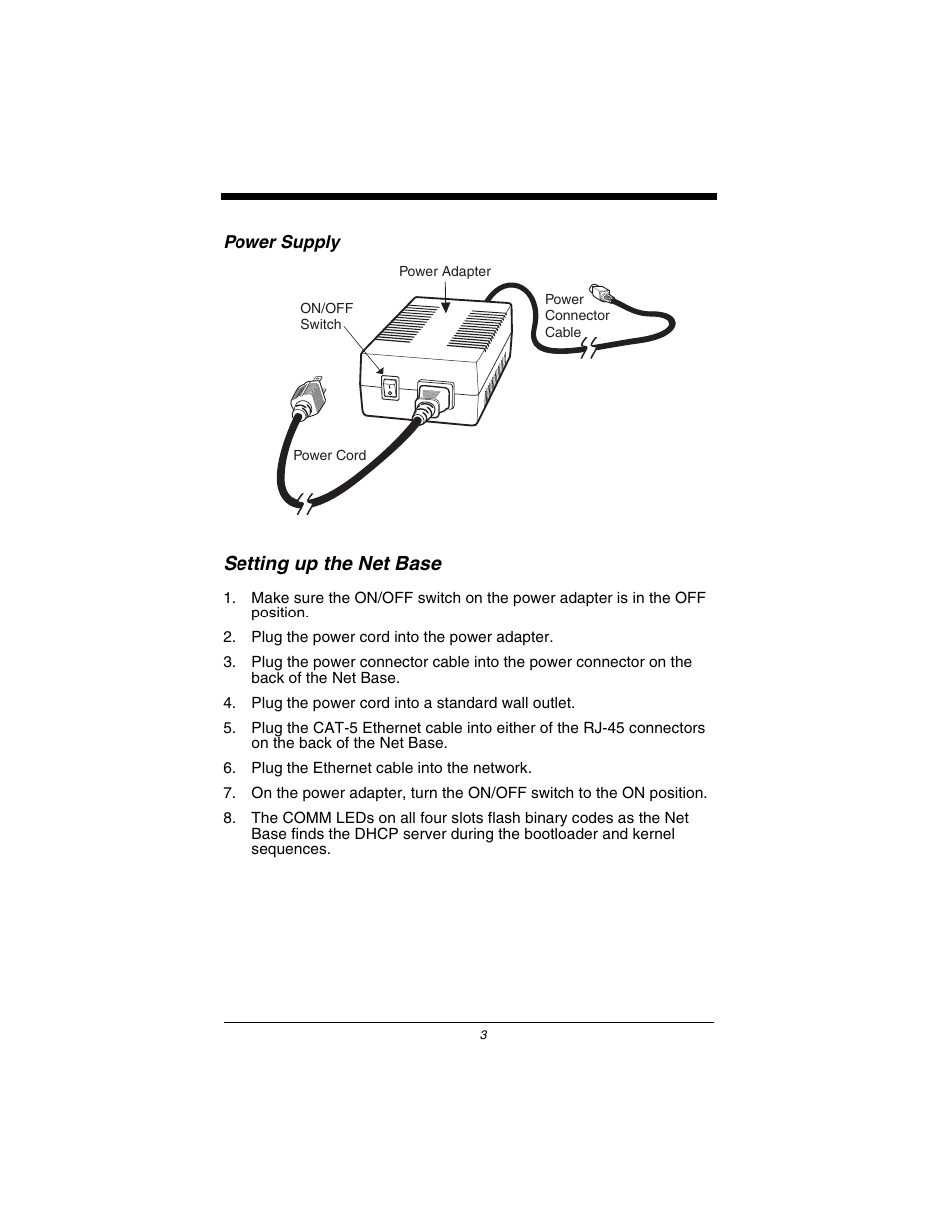 Power supply, Setting up the net base | Honeywell Dolphin 7900 User Manual | Page 5 / 20
