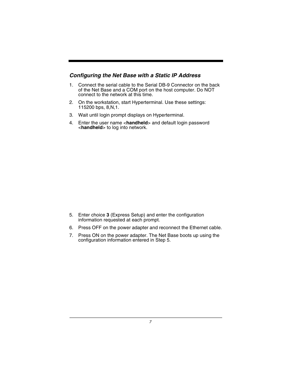 Configuring the net base with a static ip address | Honeywell Dolphin 7900 User Manual | Page 9 / 20