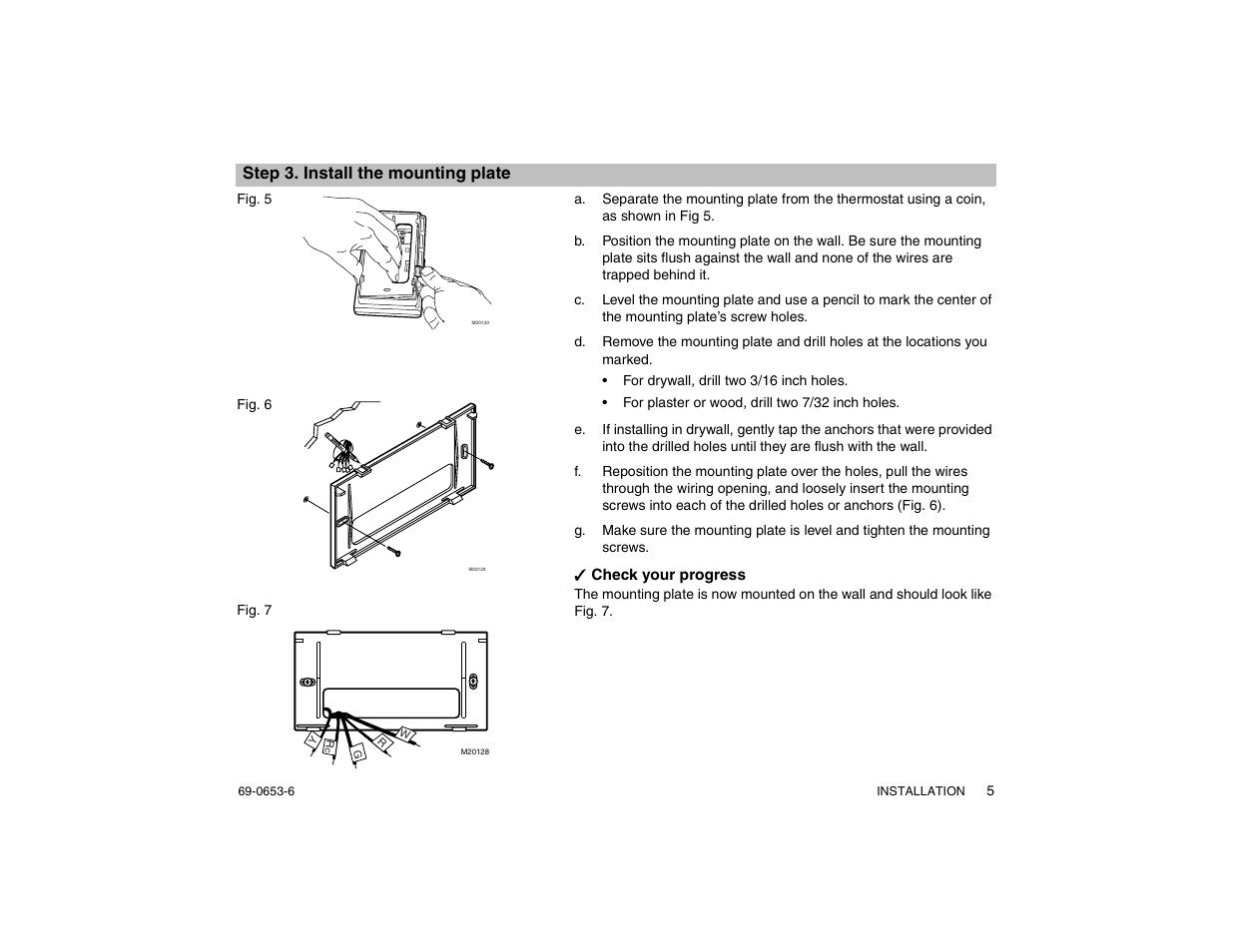 Step 3. install the mounting plate | Honeywell MAGICSTAT CT3200 User Manual | Page 5 / 24