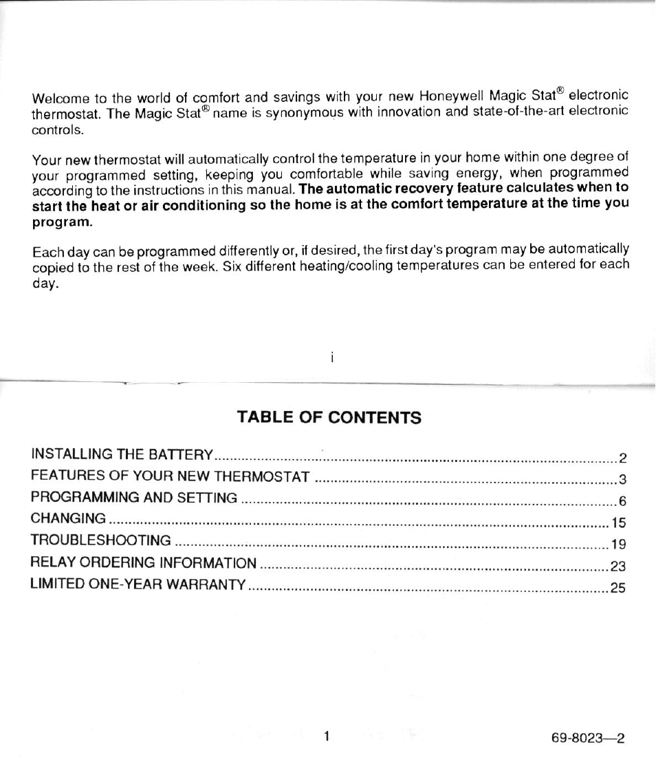 Honeywell MAGIC STAT CT3100 User Manual | Page 2 / 15