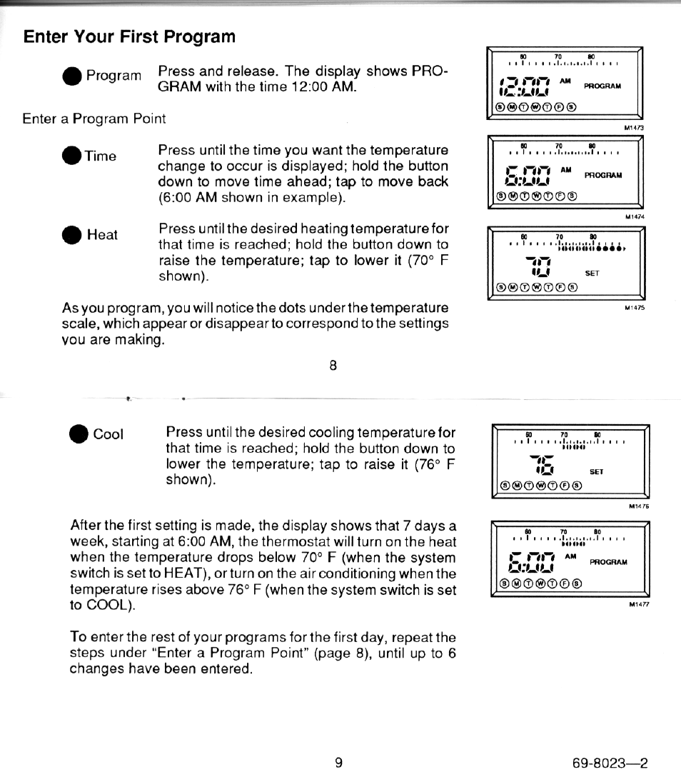 Enter your first program | Honeywell MAGIC STAT CT3100 User Manual | Page 6 / 15