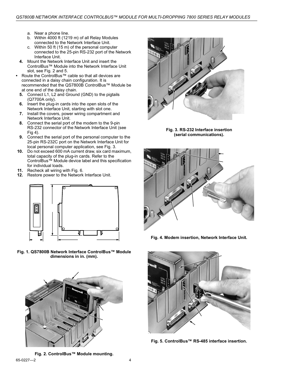 Honeywell CONTROLBUS QS7800B User Manual | Page 4 / 8