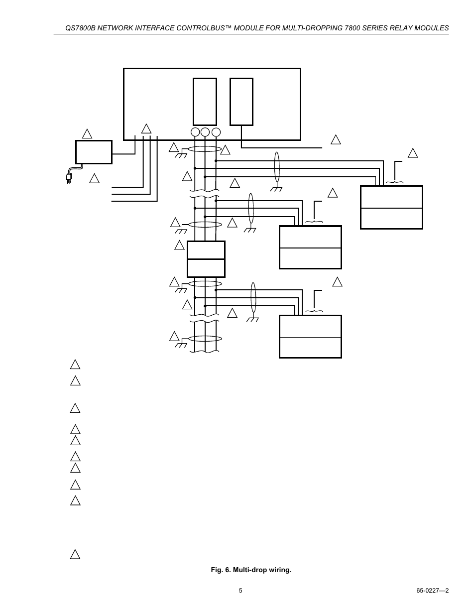 Fig. 6. multi-drop wiring | Honeywell CONTROLBUS QS7800B User Manual | Page 5 / 8