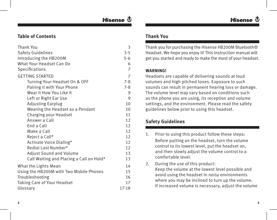 Hisense HB200M User Manual | Page 2 / 11