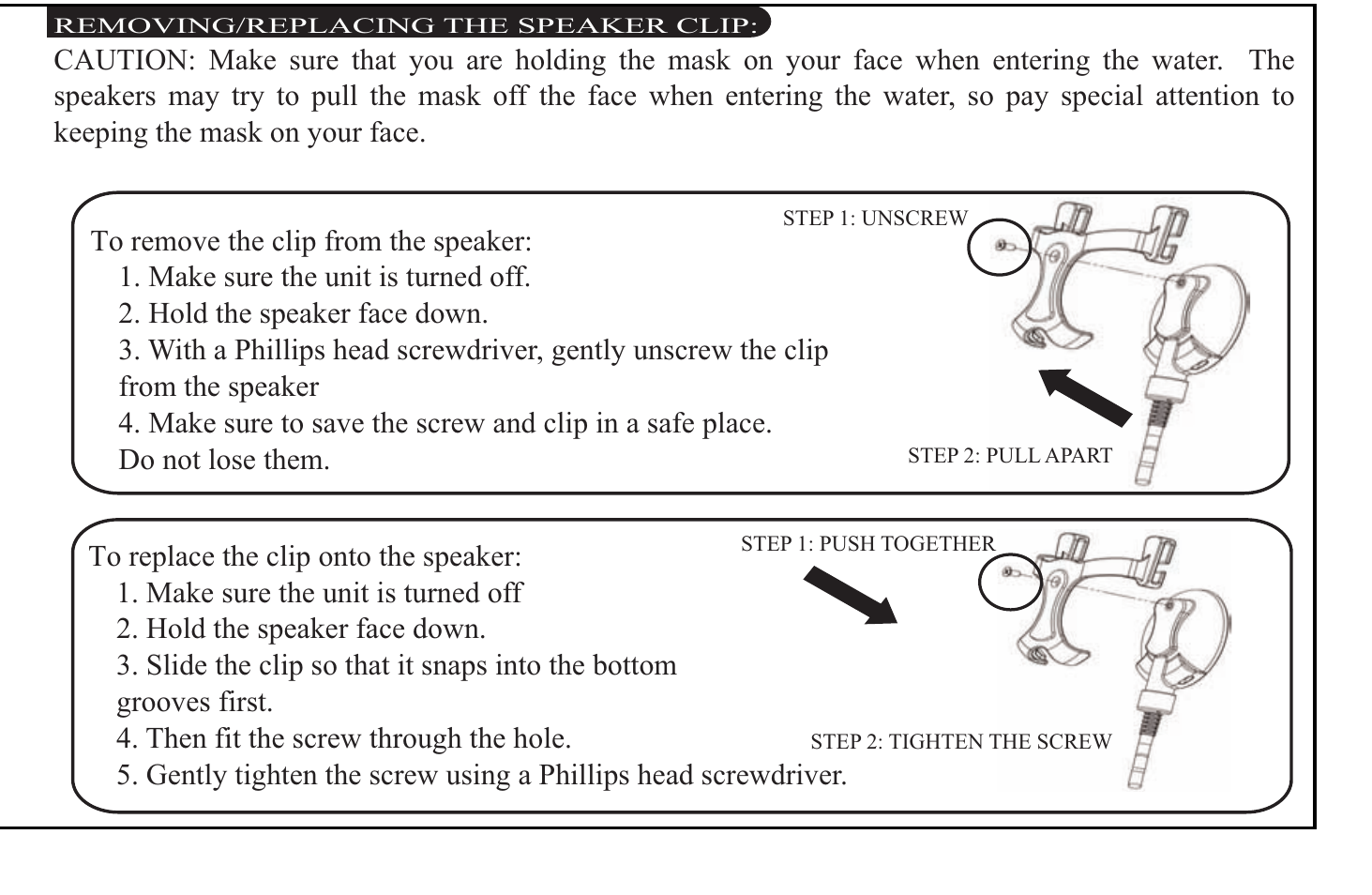 X-1 (H2O Audio) Oceanic DV Series User Manual | Page 16 / 18