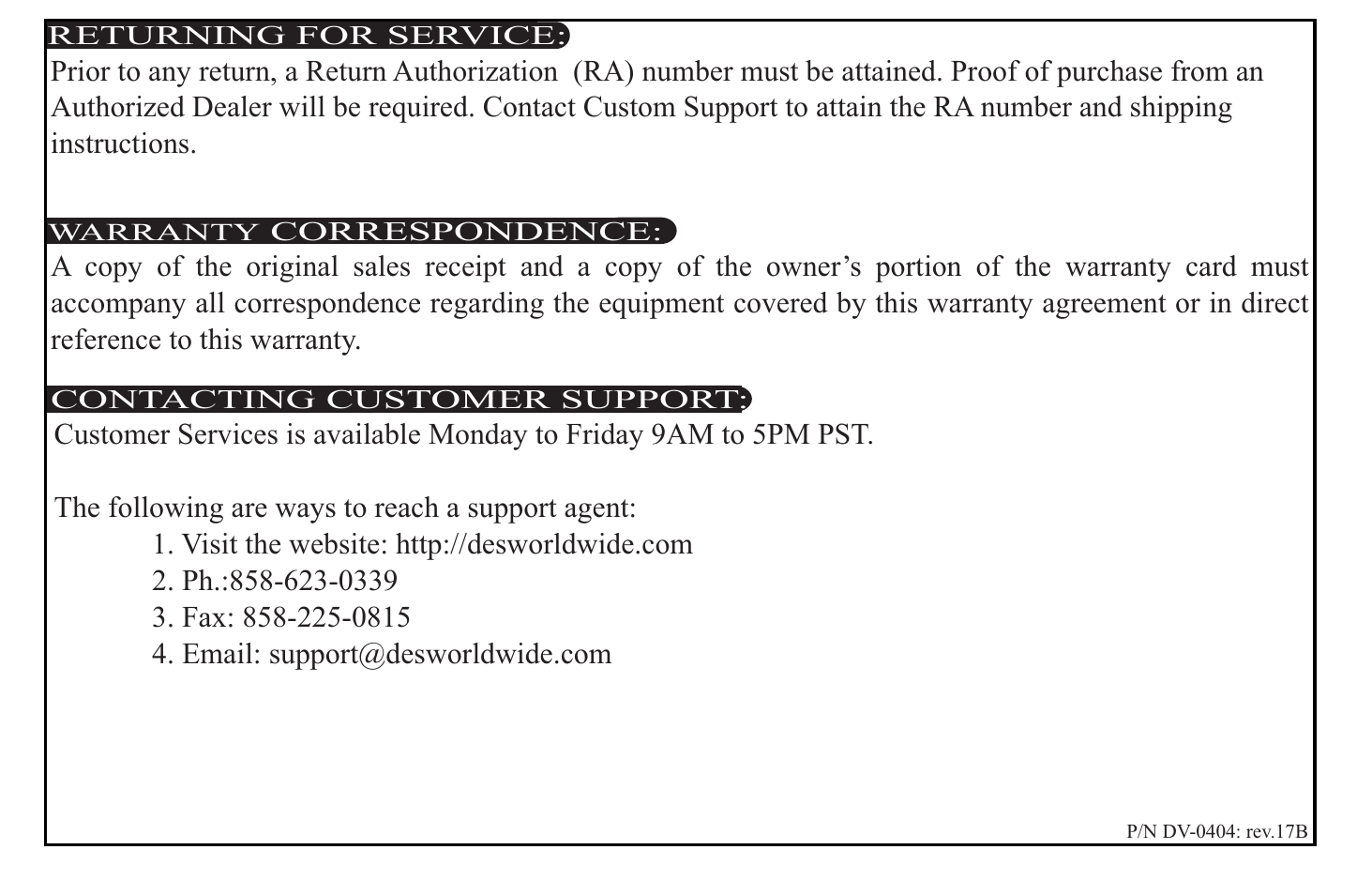 X-1 (H2O Audio) Oceanic DV Series User Manual | Page 18 / 18