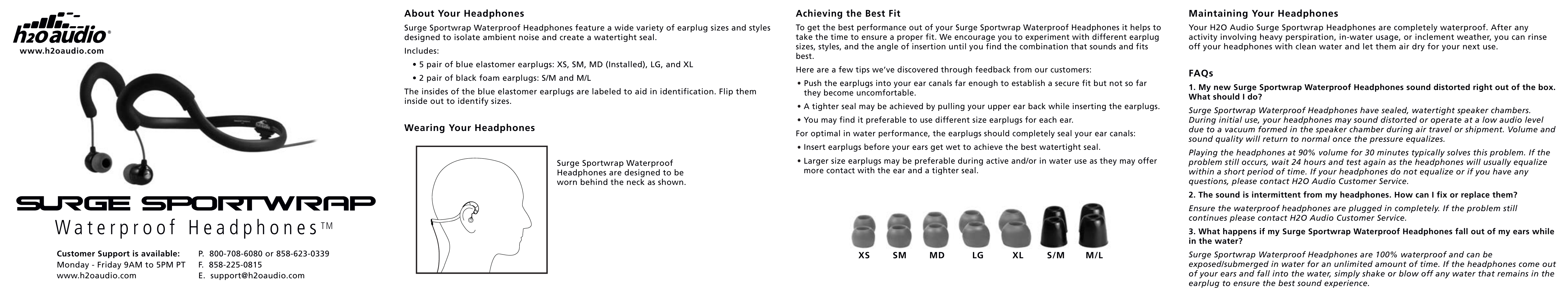 X-1 (H2O Audio) Surge Sportwrap User Manual | 2 pages