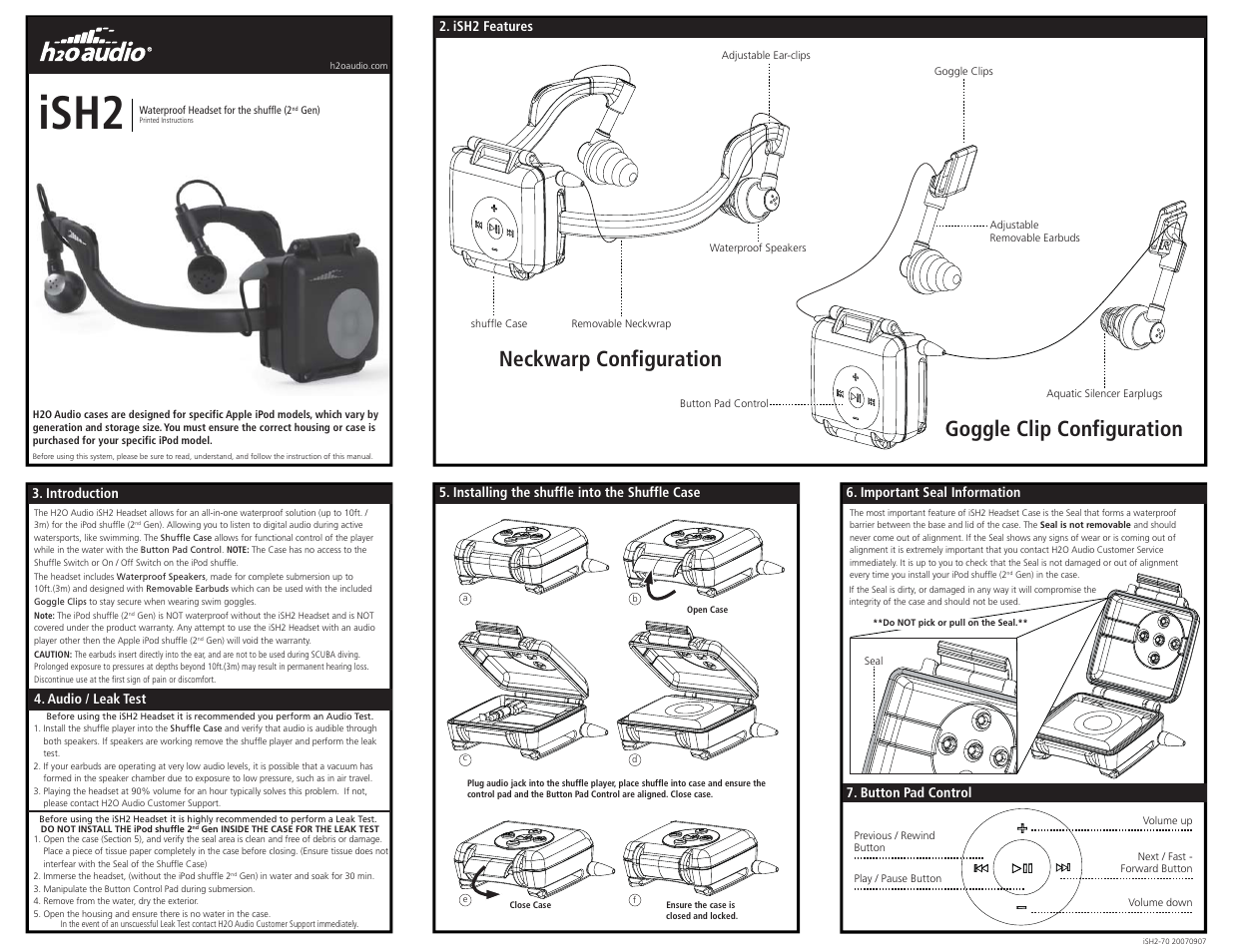Ish2-5a3_fff, Ish2, Neckwarp configuration goggle clip configuration | X-1 (H2O Audio) iSH2 User Manual | Page 3 / 4