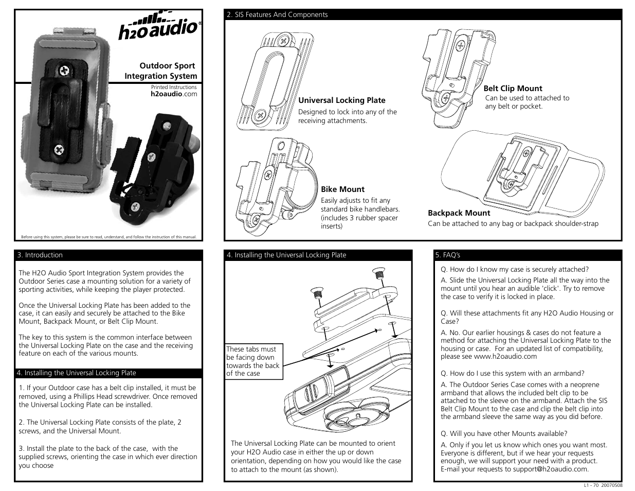 L1-1a1_front | X-1 (H2O Audio) Sport Integration System User Manual | Page 3 / 4