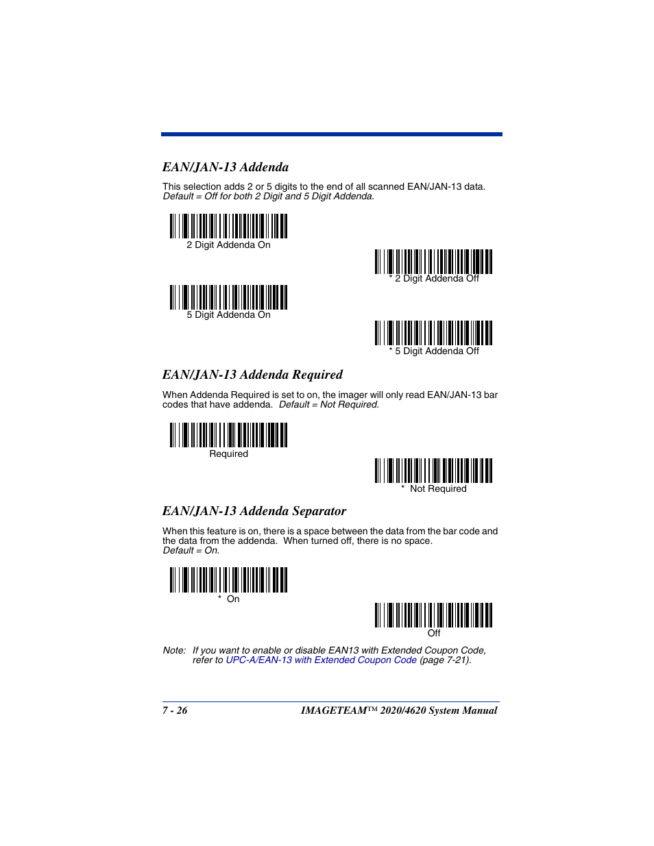 Ean/jan-13 addenda, Ean/jan-13 addenda required, Ean/jan-13 addenda separator | Hand Held Products 4620 User Manual | Page 130 / 248