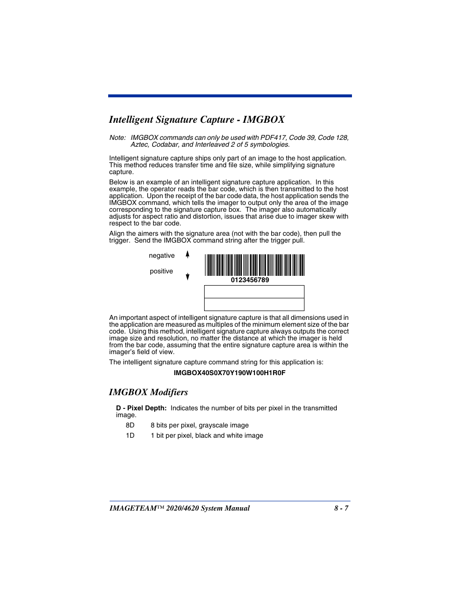 Intelligent signature capture - imgbox, Imgbox modifiers, Intelligent signature capture - imgbox -7 | Imgbox modifiers -7 | Hand Held Products 4620 User Manual | Page 161 / 248