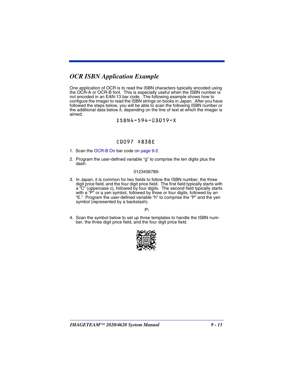 Ocr isbn application example, Ocr isbn application example -13 | Hand Held Products 4620 User Manual | Page 177 / 248