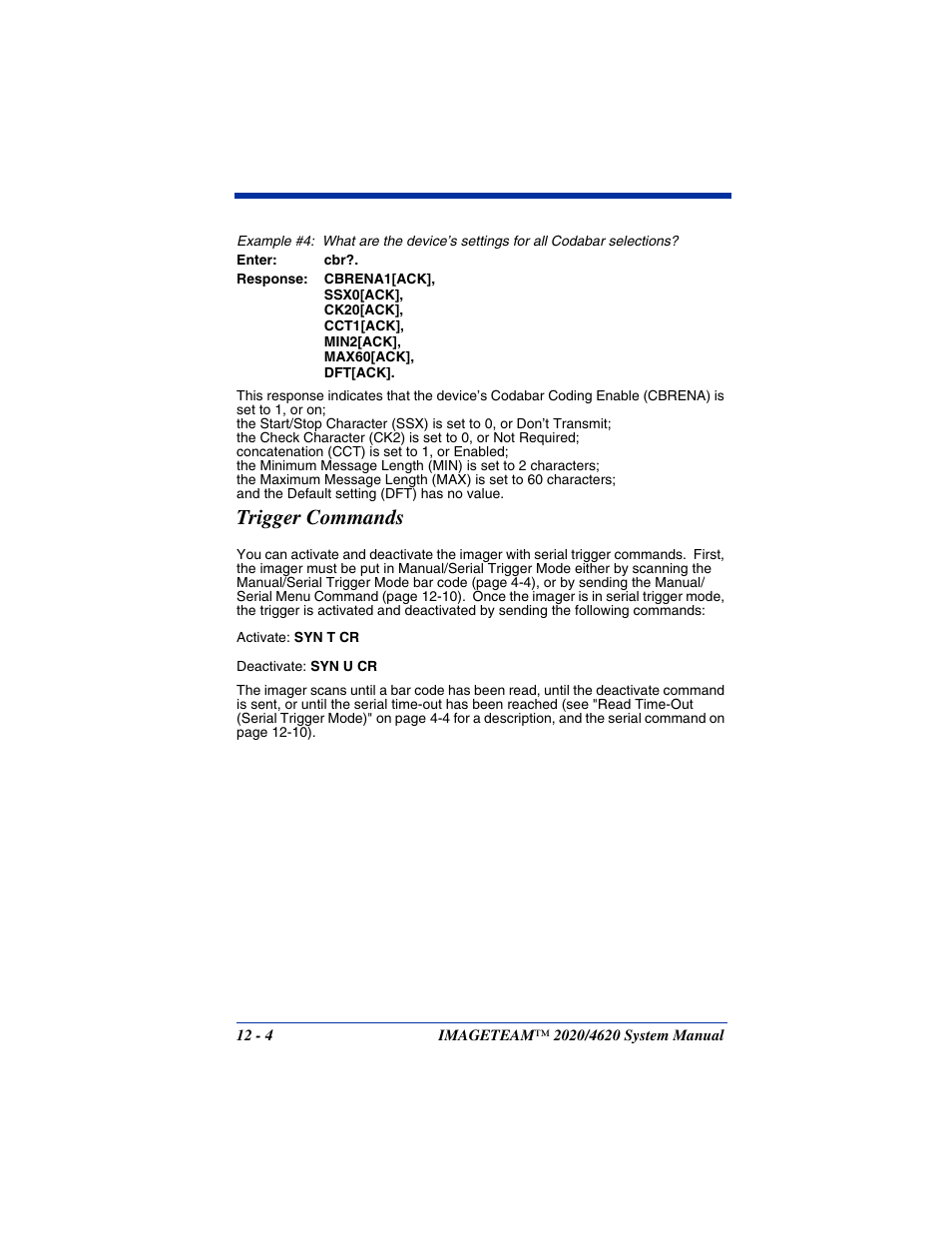 Trigger commands, Trigger commands -4 | Hand Held Products 4620 User Manual | Page 196 / 248