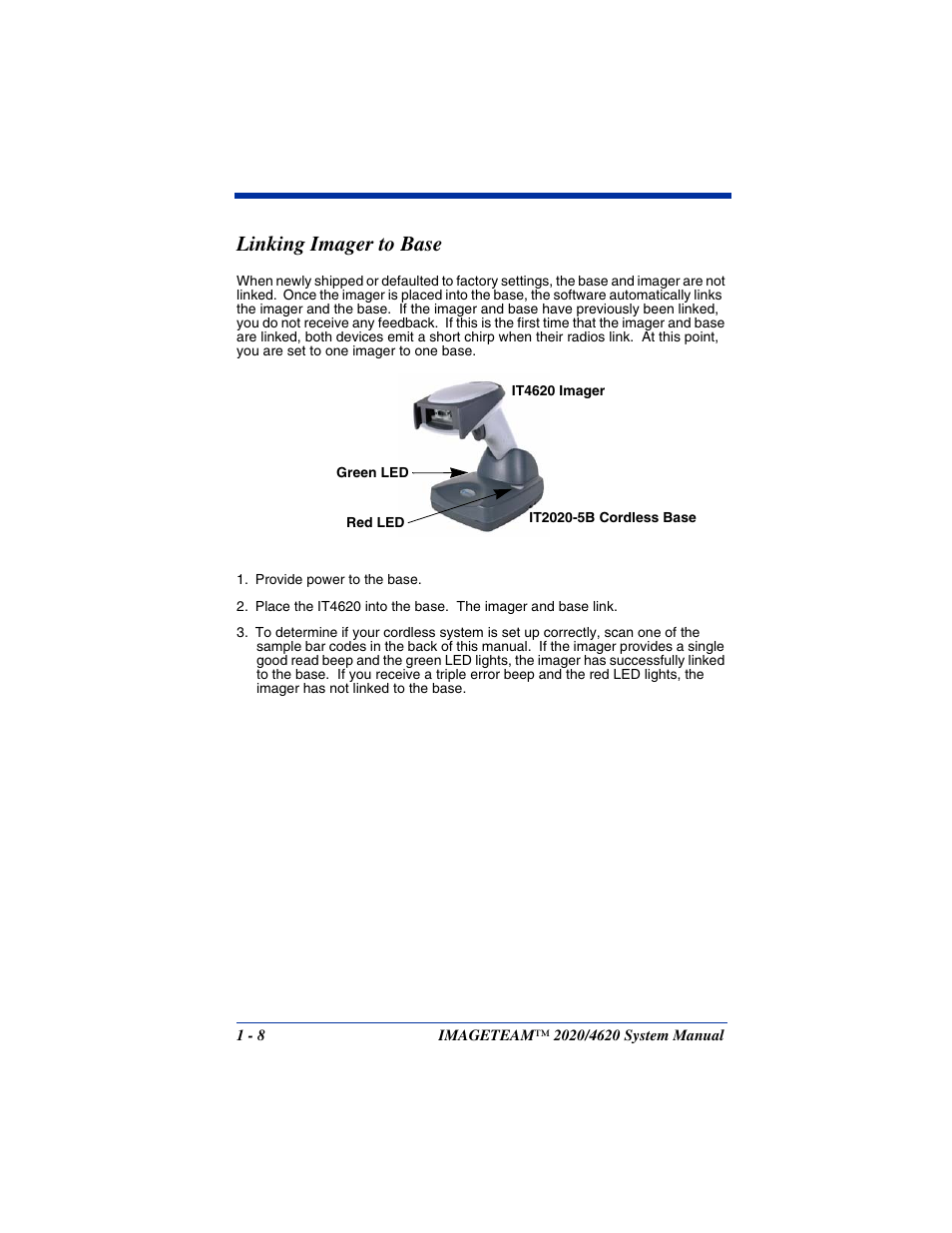 Linking imager to base, Linking imager to base -8 | Hand Held Products 4620 User Manual | Page 28 / 248