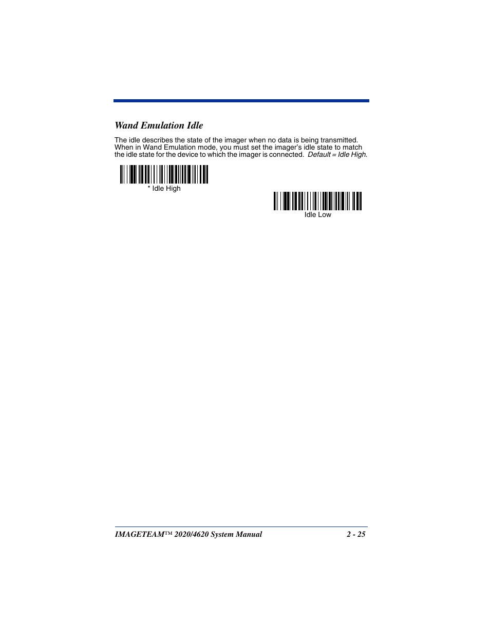 Wand emulation idle, Wand emulation idle -25 | Hand Held Products 4620 User Manual | Page 55 / 248