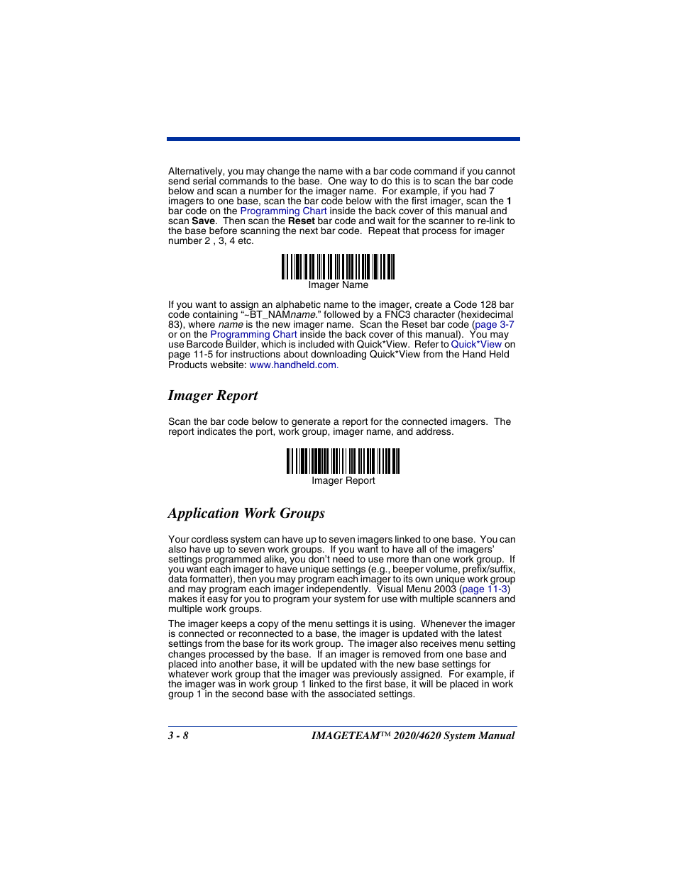 Imager report, Application work groups, Imager report -8 application work groups -8 | Hand Held Products 4620 User Manual | Page 64 / 248
