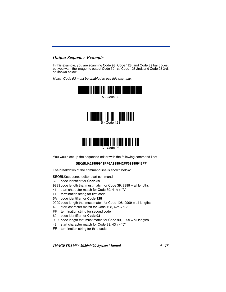 Output sequence example | Hand Held Products 4620 User Manual | Page 85 / 248