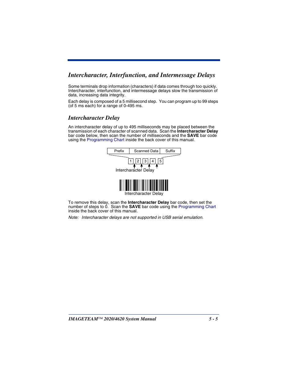 Intercharacter delay, Intercharacter delay -5 | Hand Held Products 4620 User Manual | Page 95 / 248