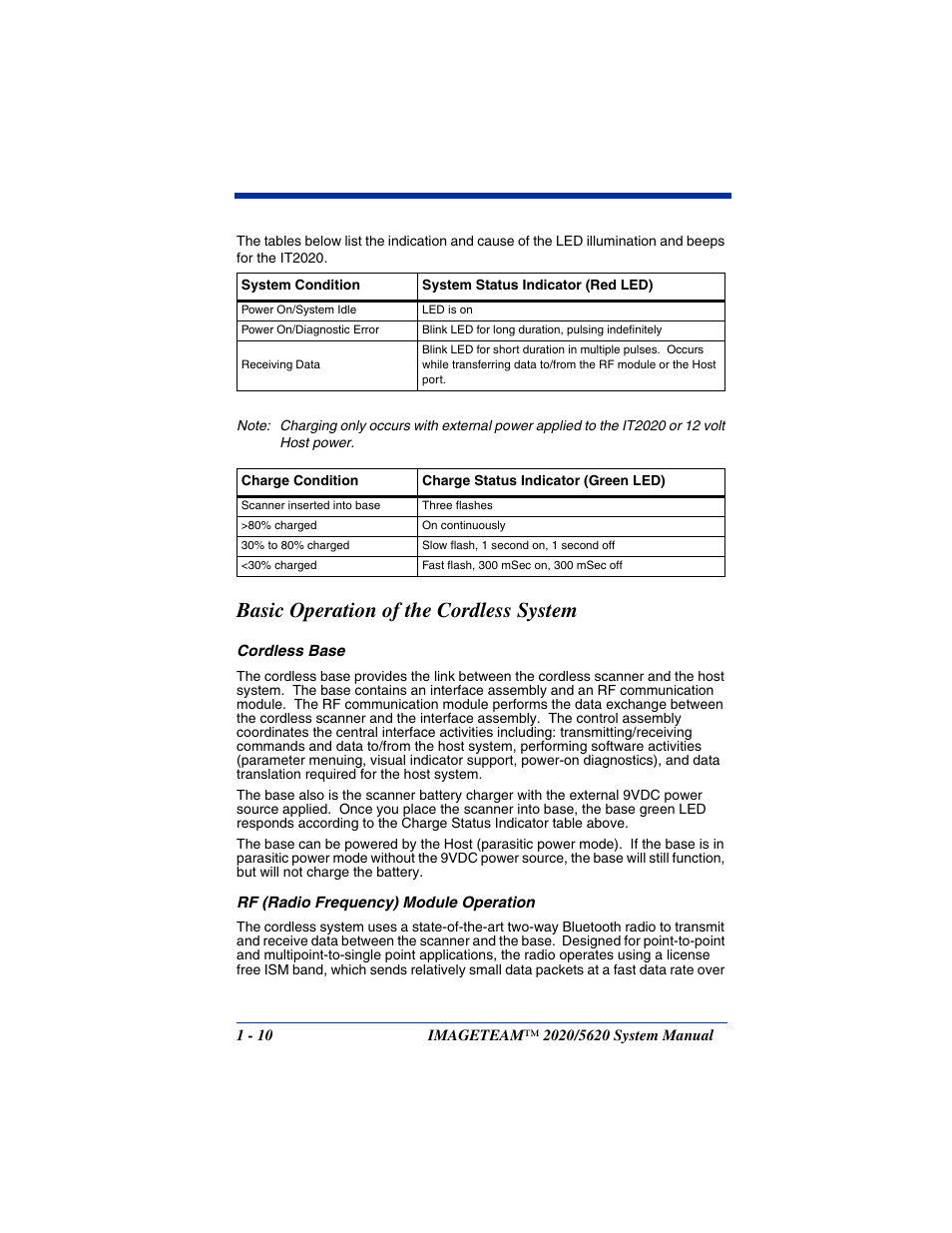 Basic operation of the cordless system, Basic operation of the cordless system -10 | Hand Held Products 2020/5620 User Manual | Page 26 / 168