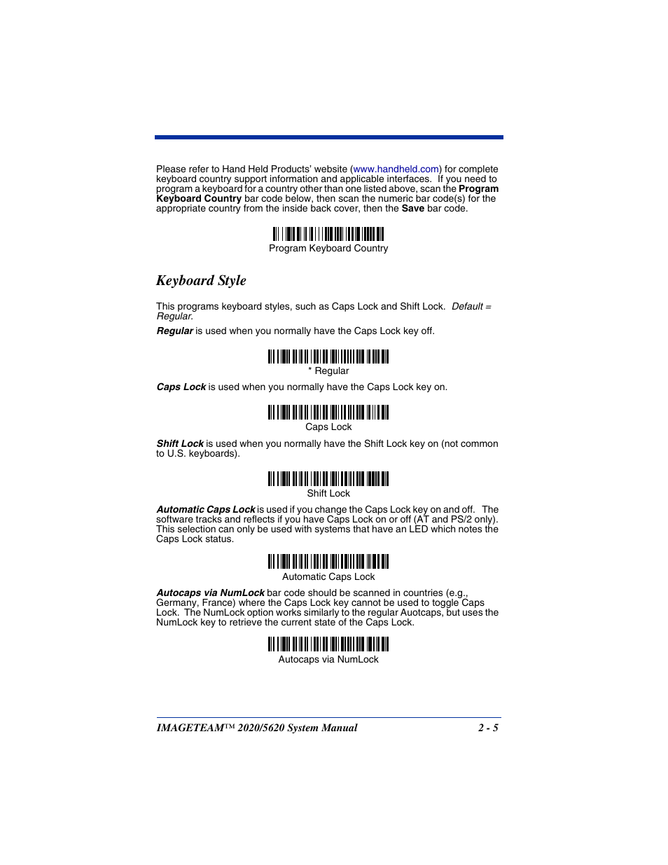 Keyboard style, Keyboard style -5 | Hand Held Products 2020/5620 User Manual | Page 43 / 168