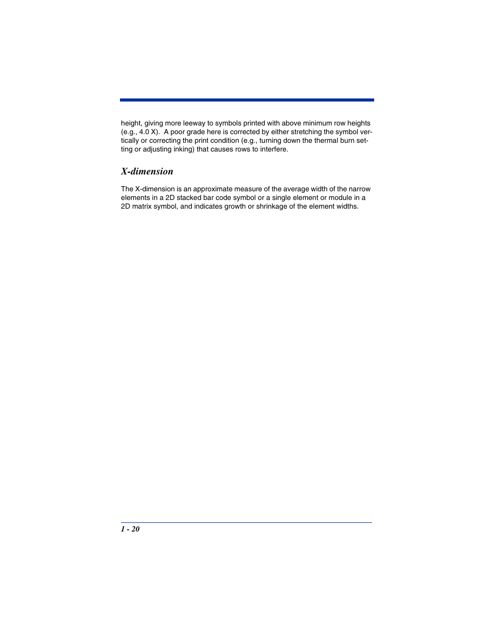 X-dimension, X-dimension -20 | Hand Held Products IT4800 User Manual | Page 24 / 32