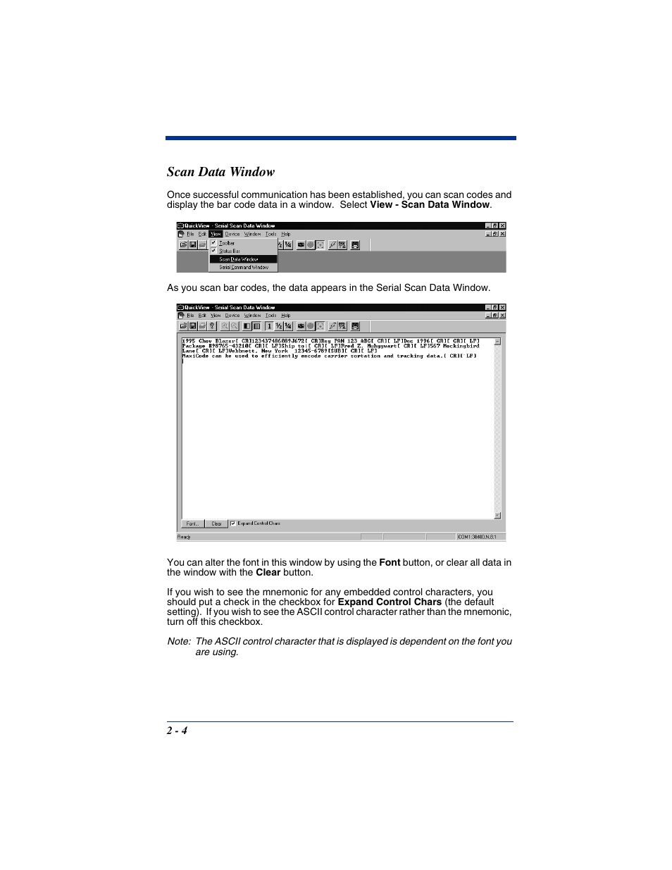 Scan data window | Hand Held Products IT4800 User Manual | Page 28 / 32