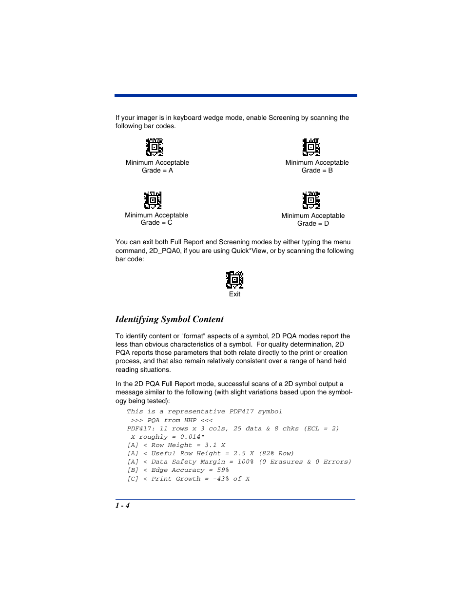 Identifying symbol content, Identifying symbol content -4 | Hand Held Products IT4800 User Manual | Page 8 / 32