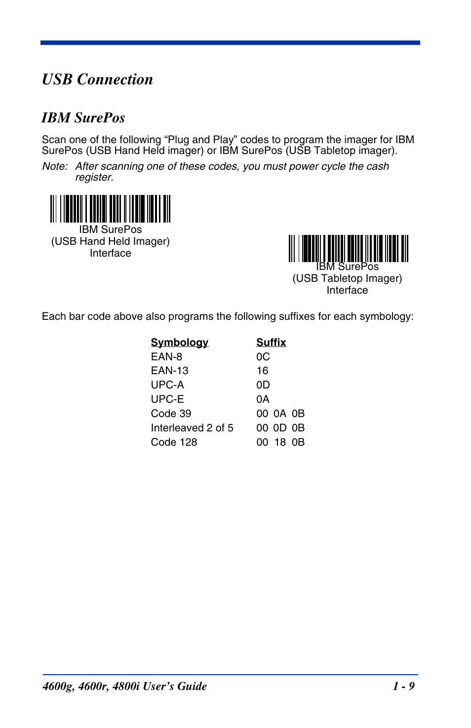 Usb connection, Ibm surepos, Usb connection -10 | Ibm surepos -10 | Hand Held Products 4600g User Manual | Page 25 / 234