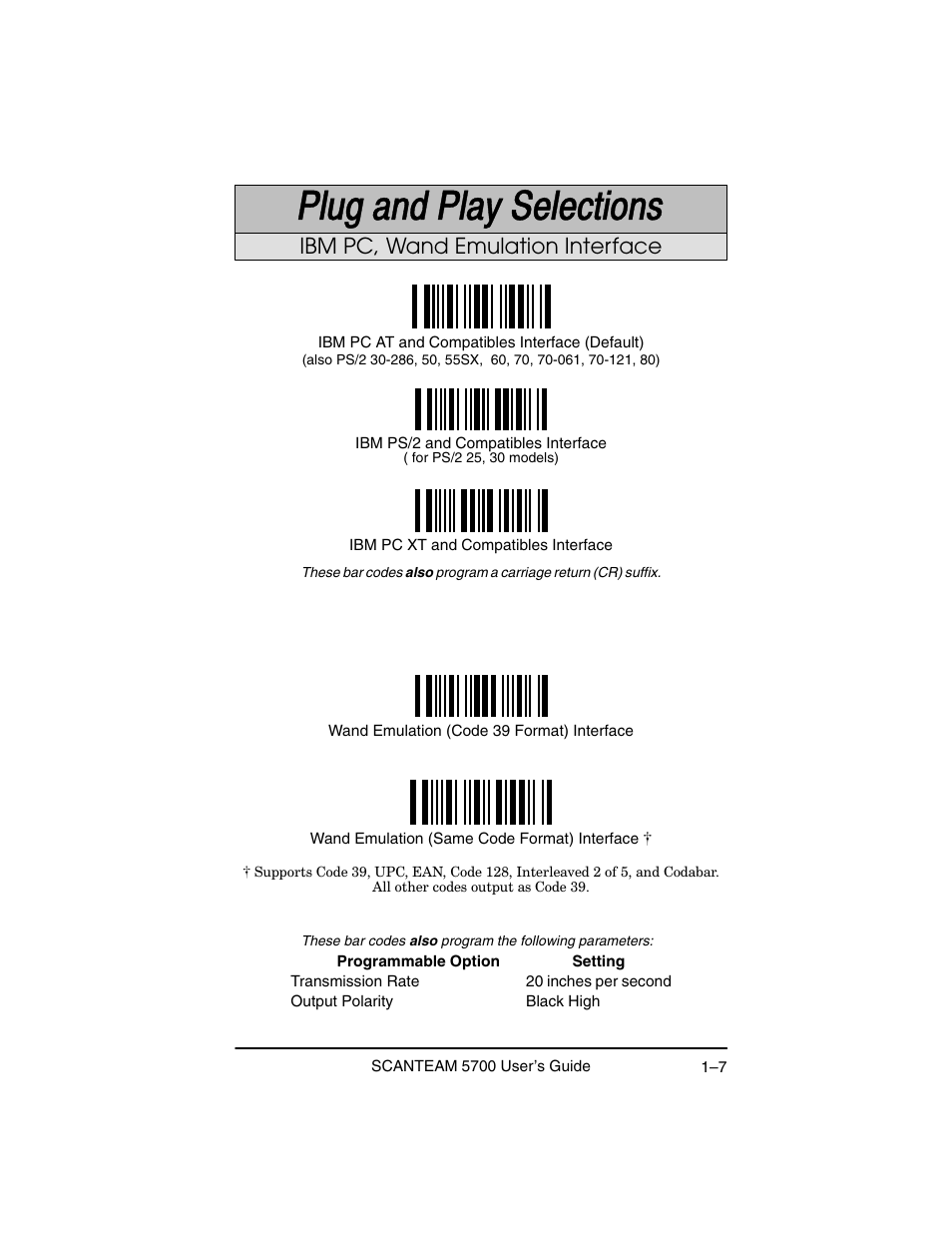 Ibm pc, wand emulation interface | Hand Held Products 5700 User Manual | Page 15 / 100