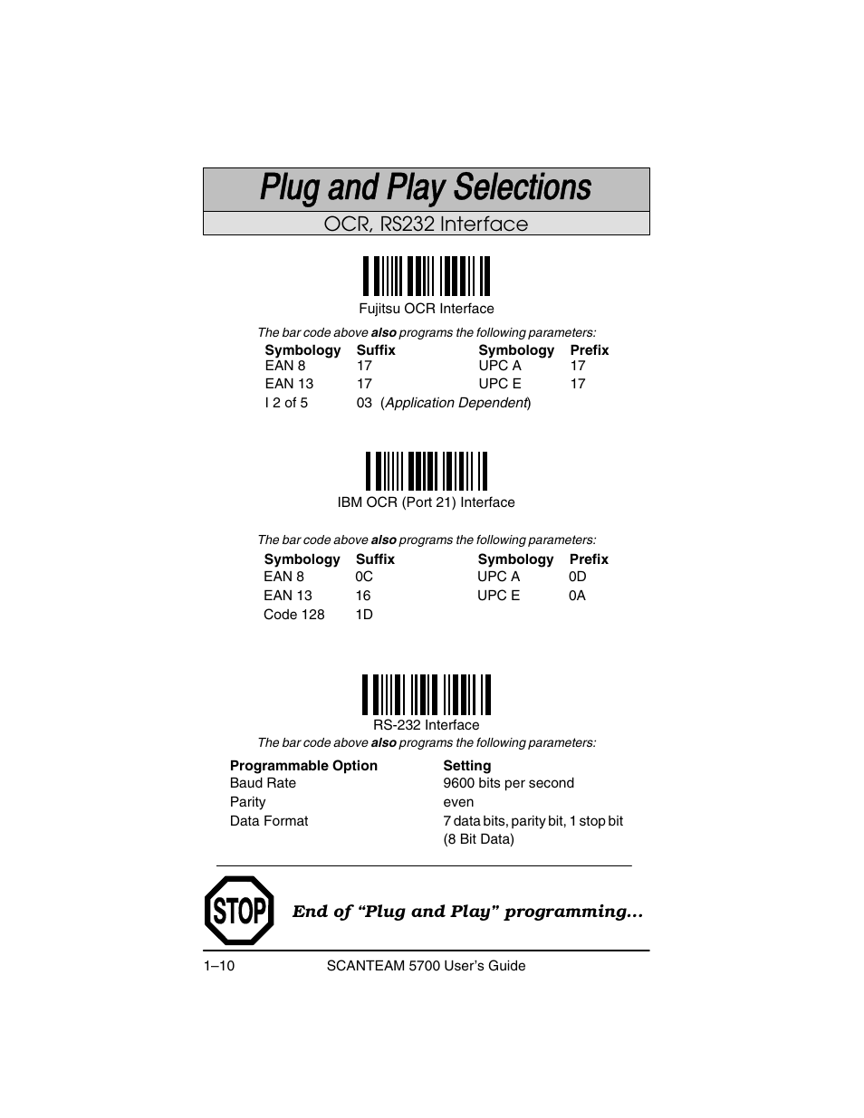 Ocr, rs232 interface | Hand Held Products 5700 User Manual | Page 18 / 100