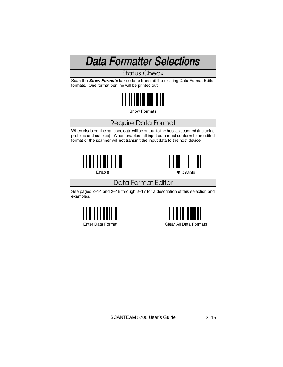 Require data format, Data format editor status check | Hand Held Products 5700 User Manual | Page 39 / 100