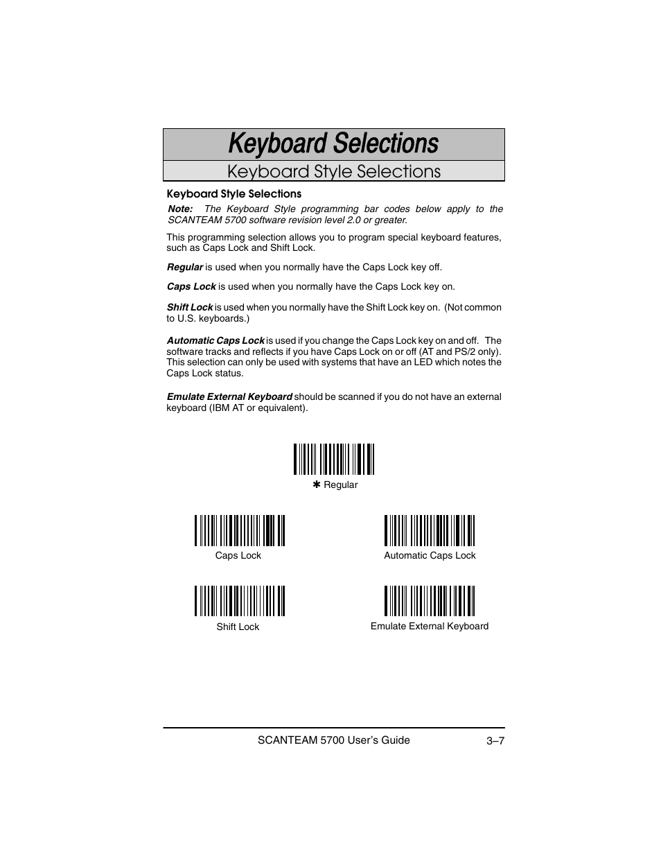 Keyboard style selections | Hand Held Products 5700 User Manual | Page 49 / 100