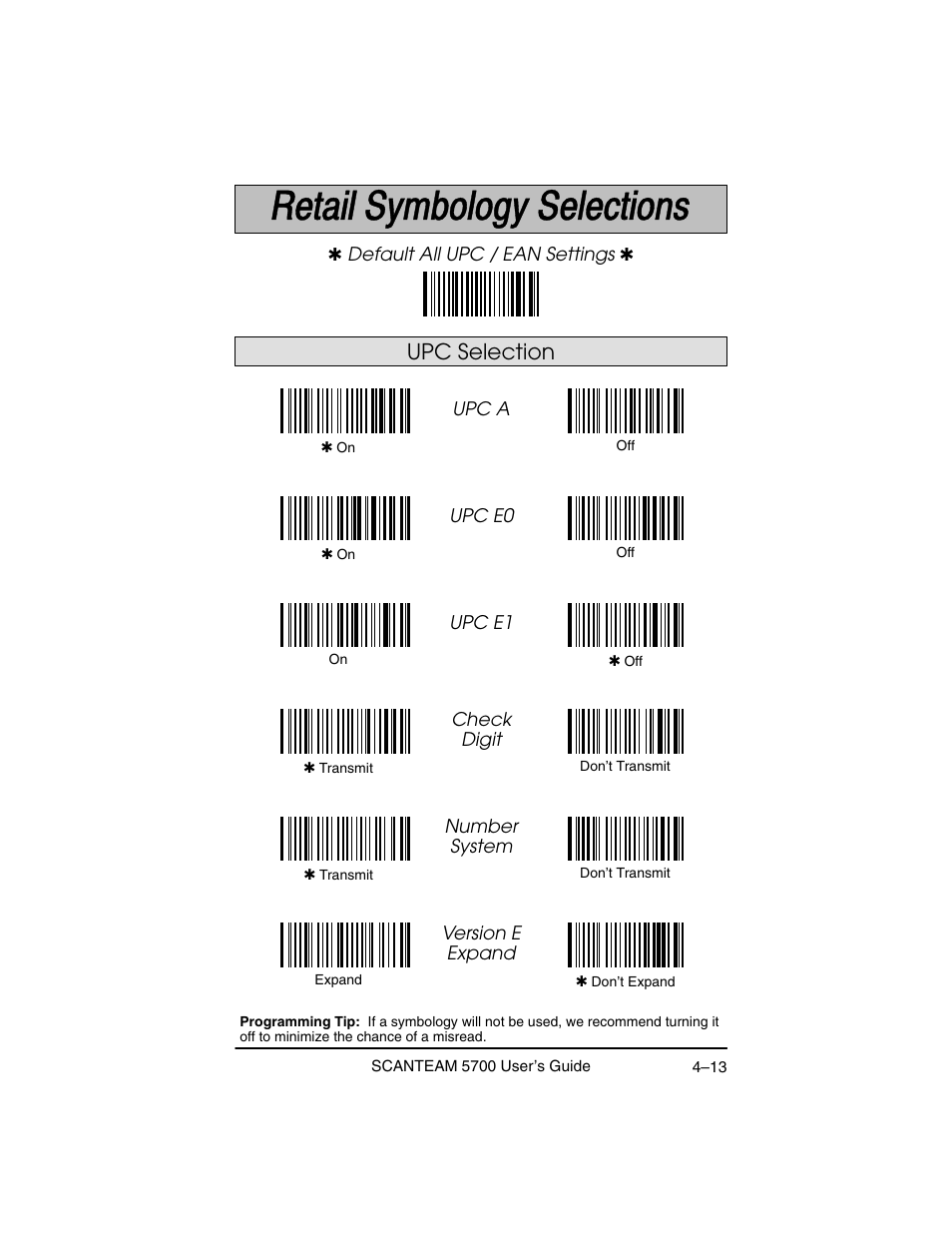 Upc selection | Hand Held Products 5700 User Manual | Page 63 / 100