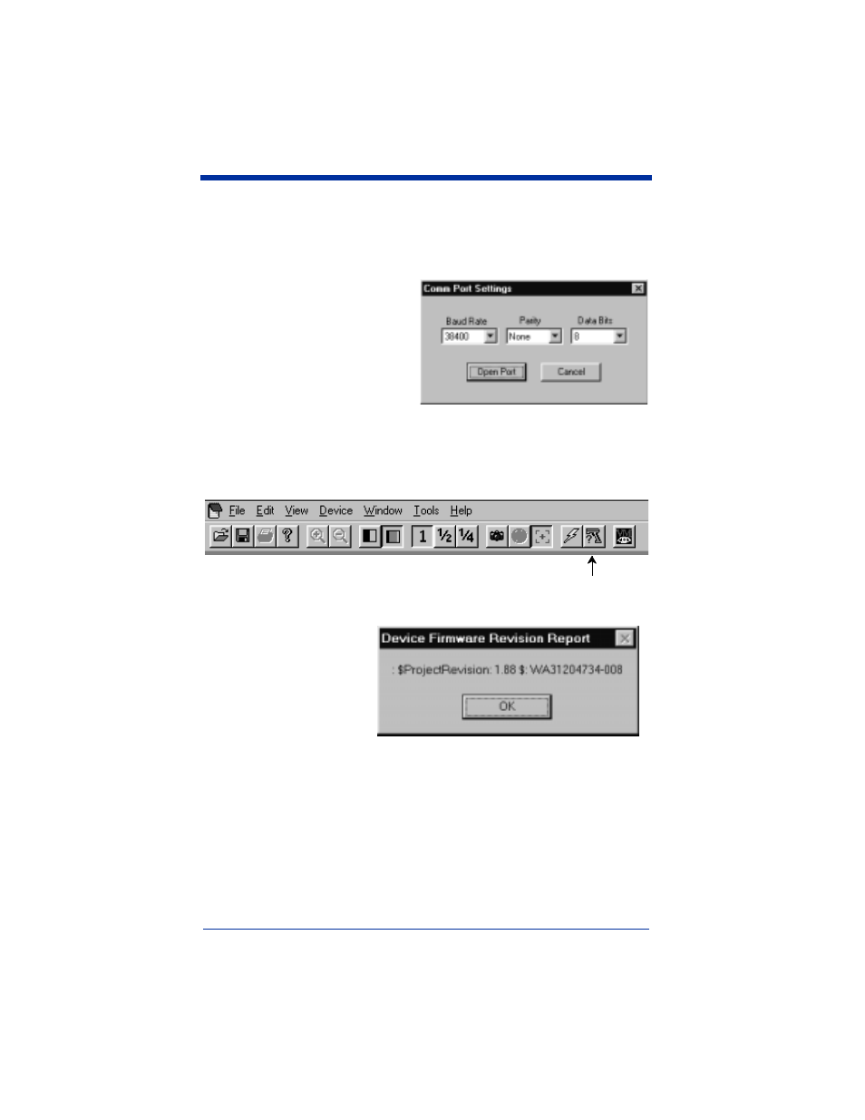 Open com port, Reporting firmware revision | Hand Held Products 4410 User Manual | Page 137 / 204