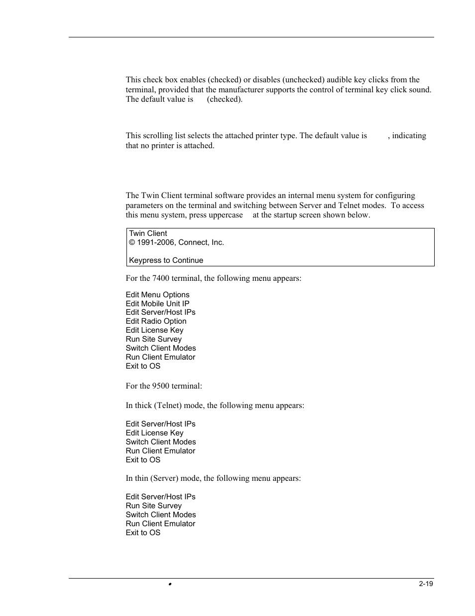 Terminal setup using twin client menus | Hand Held Products DOLPHIN 9500 User Manual | Page 29 / 132