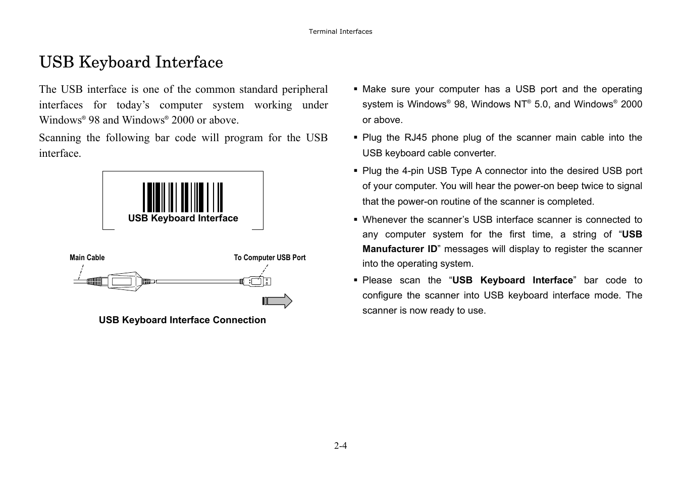 Usb keyboard interface | Hand Held Products 3080 User Manual | Page 14 / 67