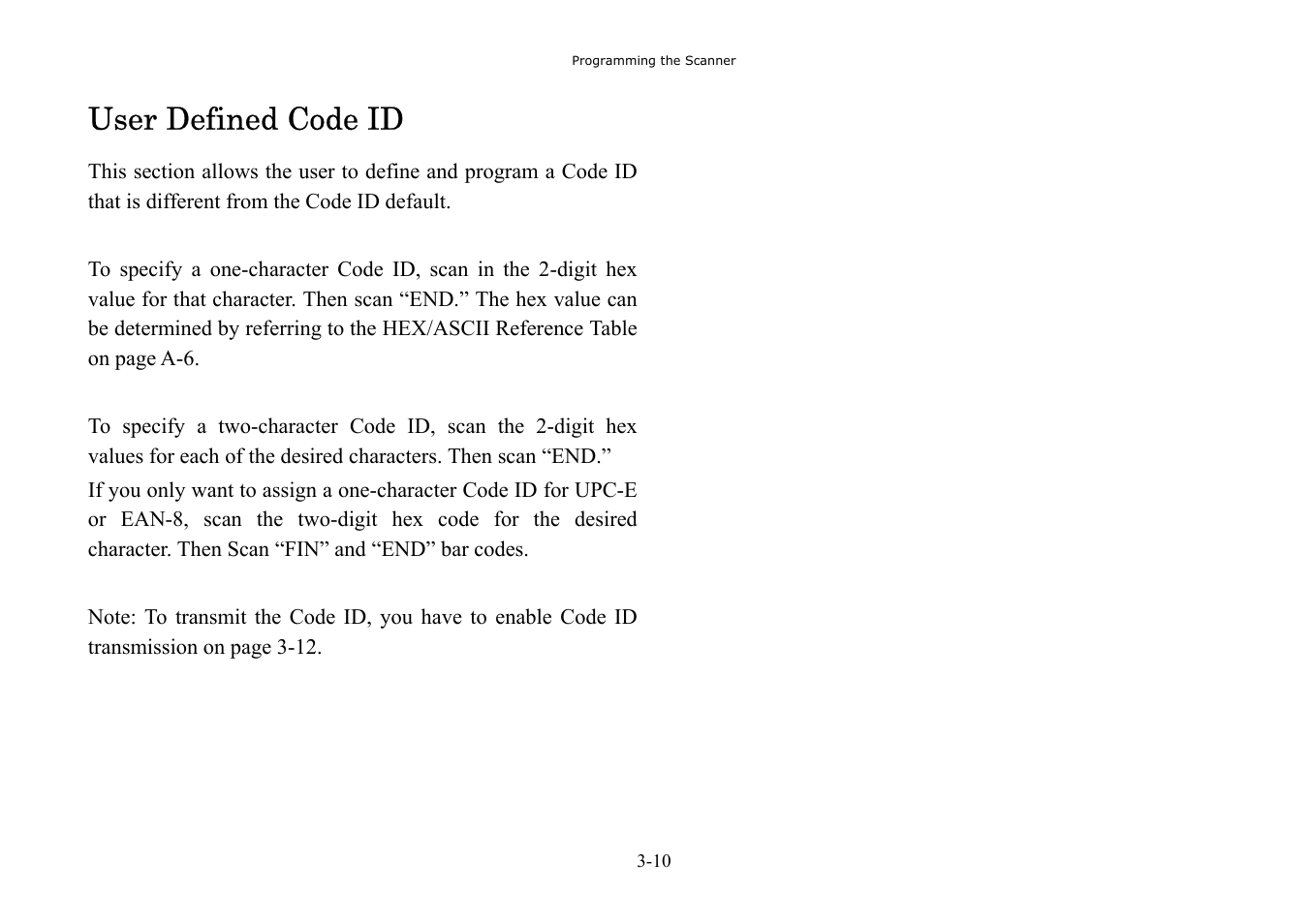 User defined code id | Hand Held Products 3080 User Manual | Page 24 / 67