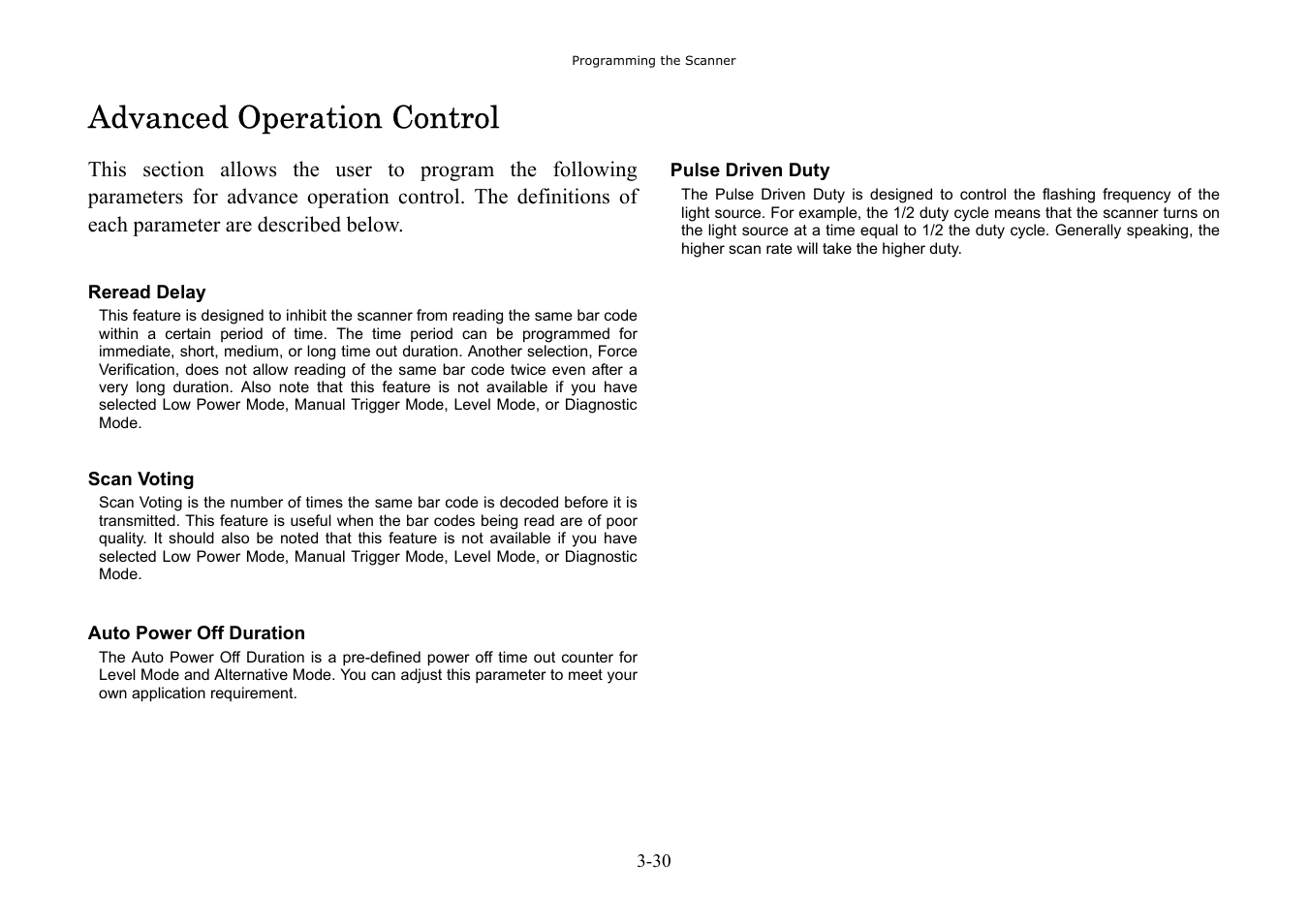 Advanced operation control | Hand Held Products 3080 User Manual | Page 44 / 67