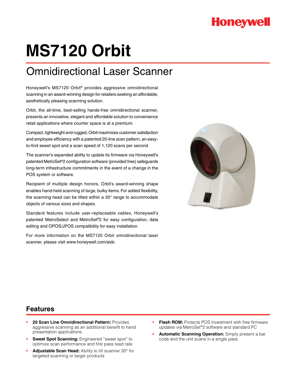 Hand Held Products Orbit MS7120 User Manual | 2 pages