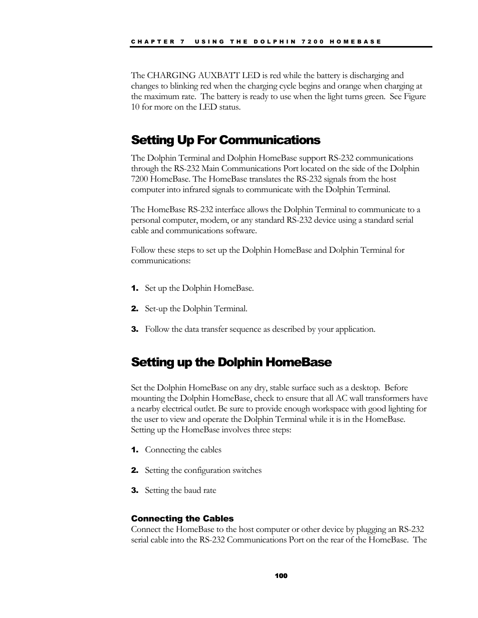 Setting up for communications, Setting up the dolphin homebase | Hand Held Products 7200/UG User Manual | Page 100 / 181