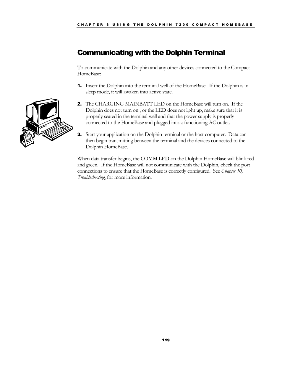 Communicating with the dolphin terminal | Hand Held Products 7200/UG User Manual | Page 119 / 181