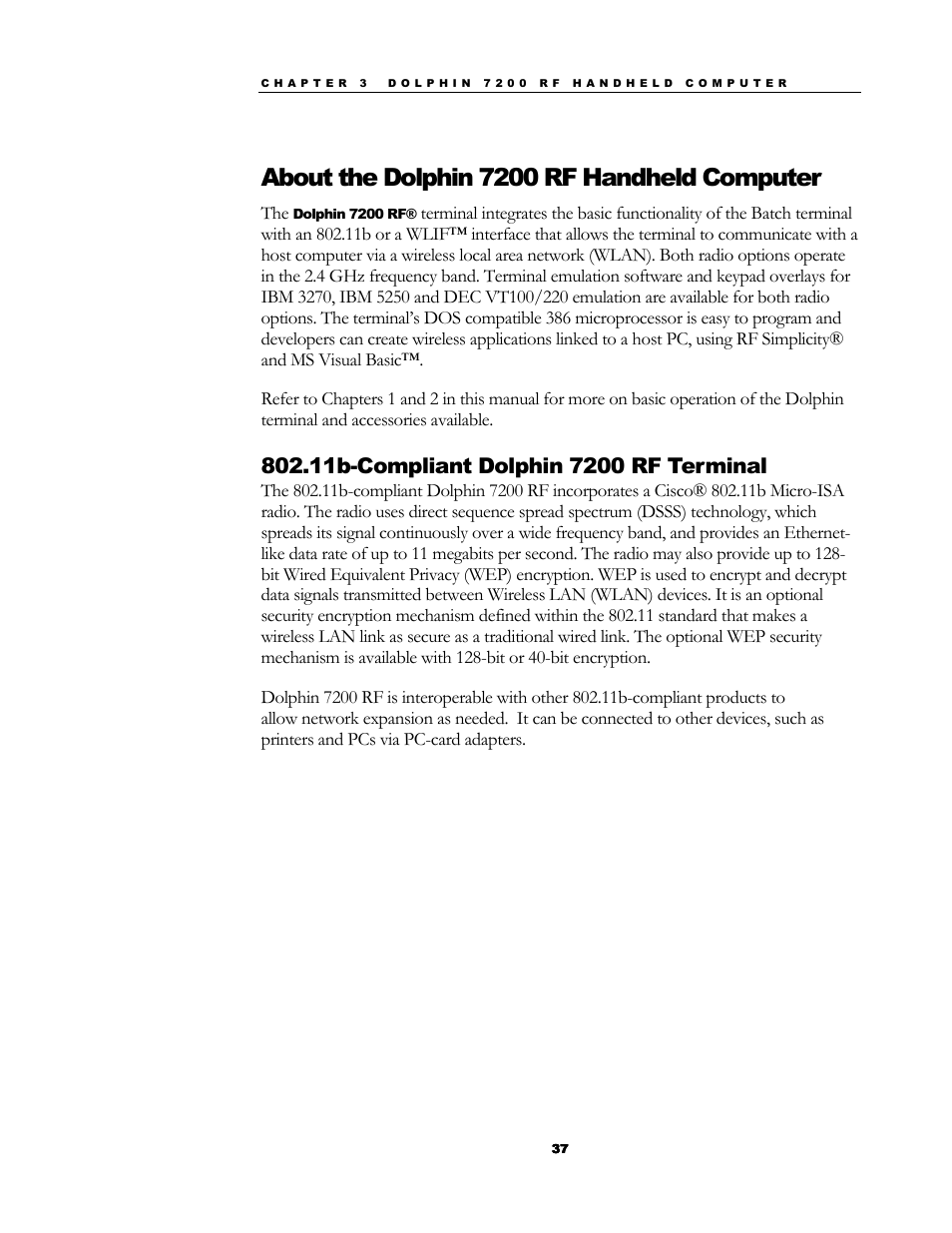 About the dolphin 7200 rf handheld computer | Hand Held Products 7200/UG User Manual | Page 37 / 181