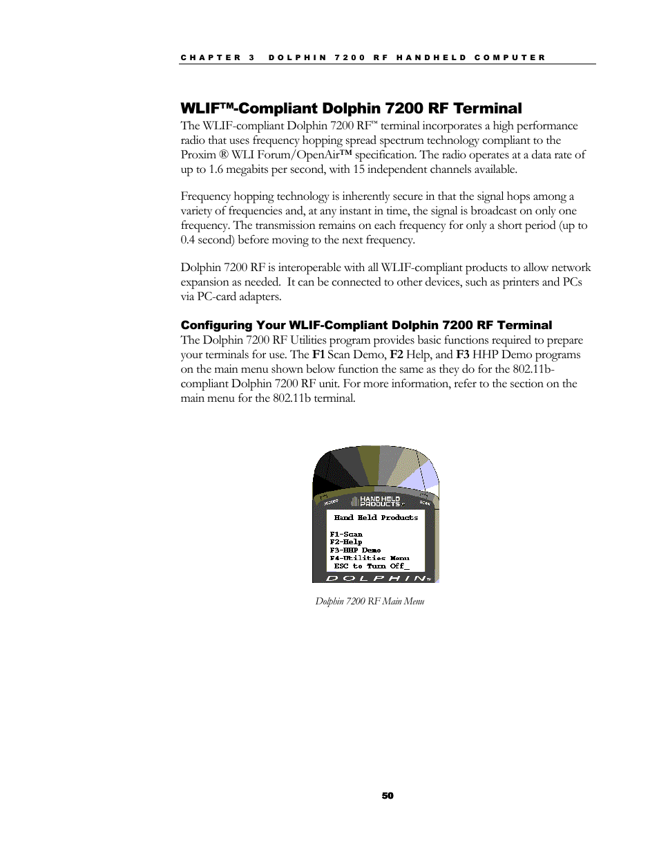 Wlif™-compliant dolphin 7200 rf terminal | Hand Held Products 7200/UG User Manual | Page 50 / 181