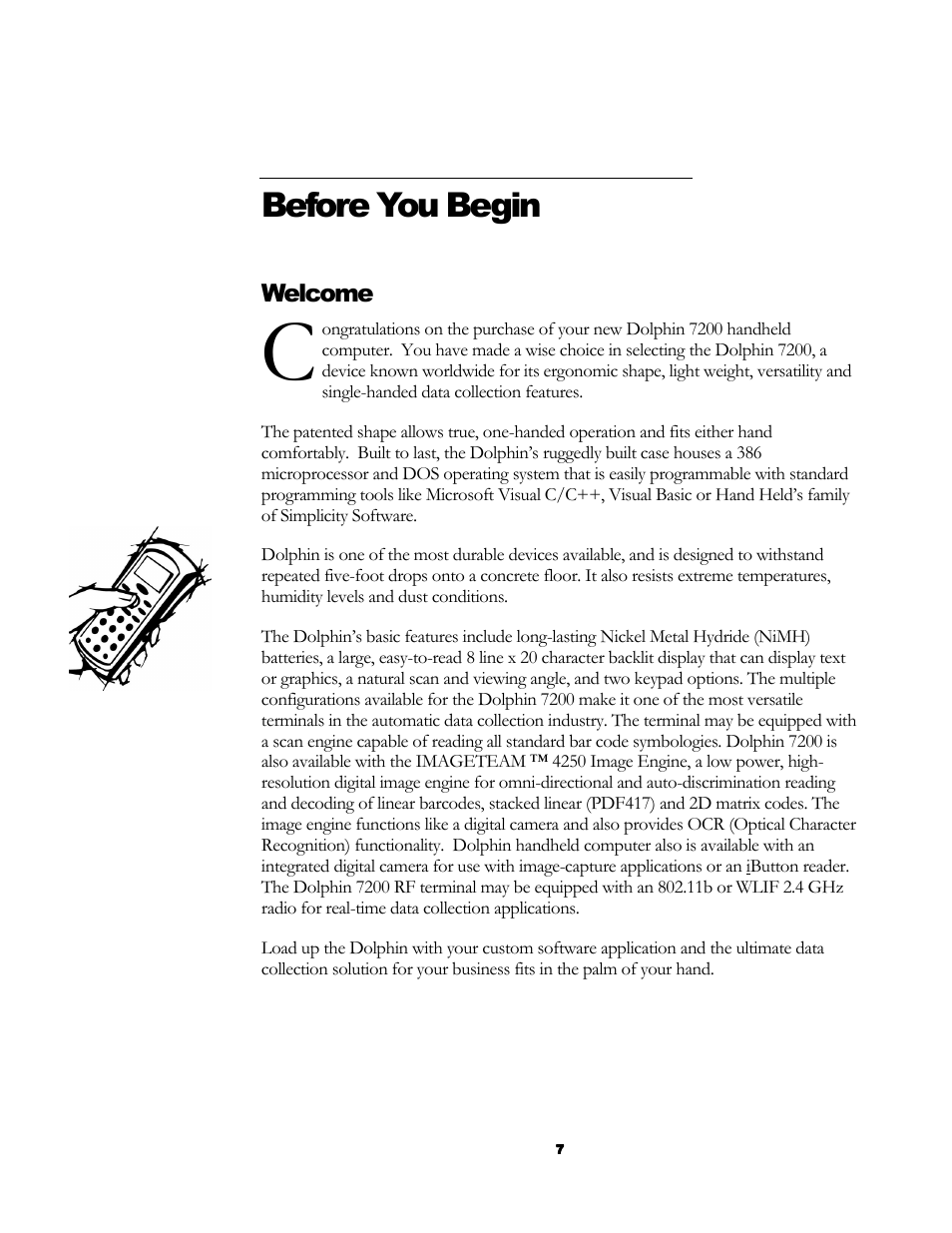 Before you begin, Welcome | Hand Held Products 7200/UG User Manual | Page 7 / 181