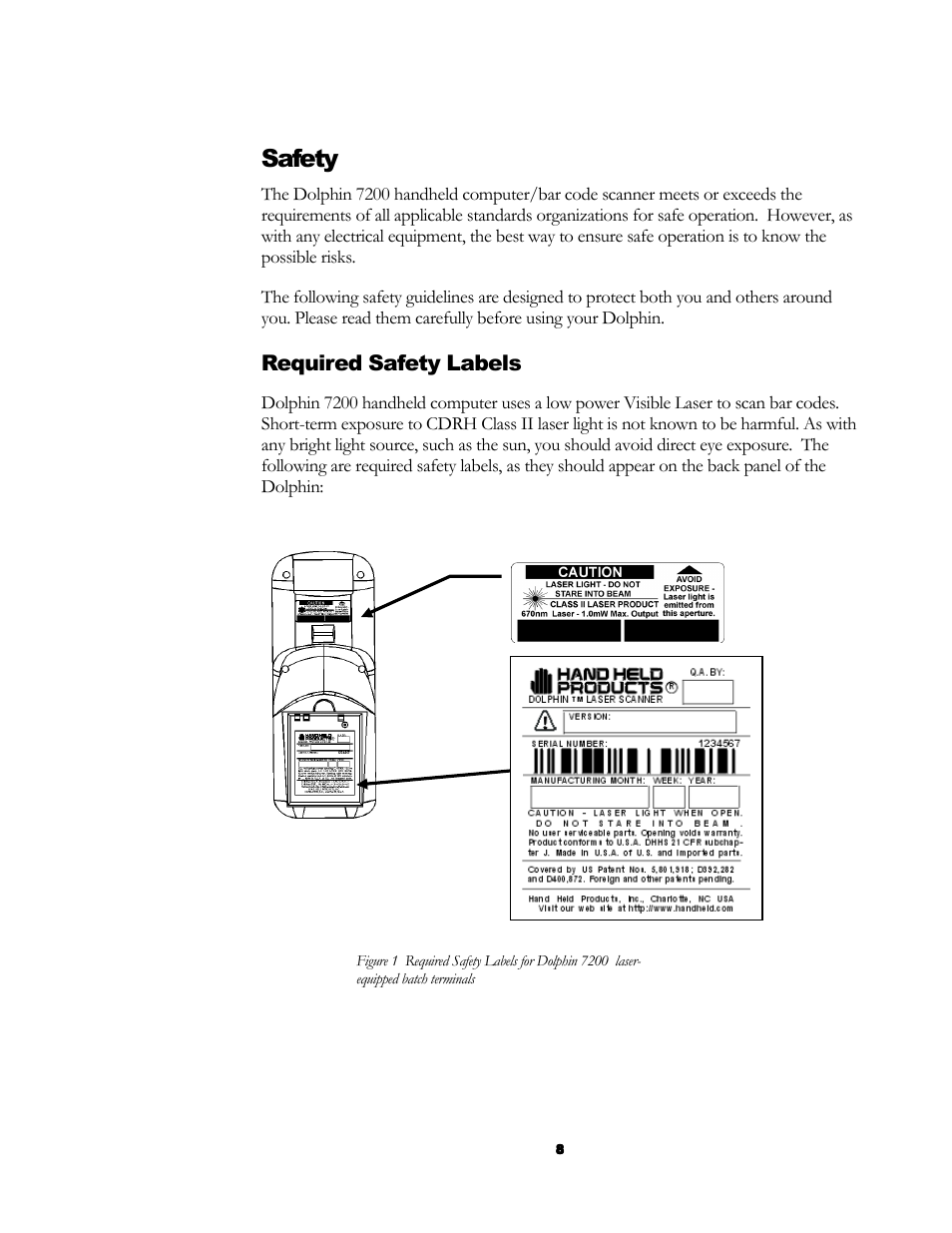 Safety, Required safety labels | Hand Held Products 7200/UG User Manual | Page 8 / 181