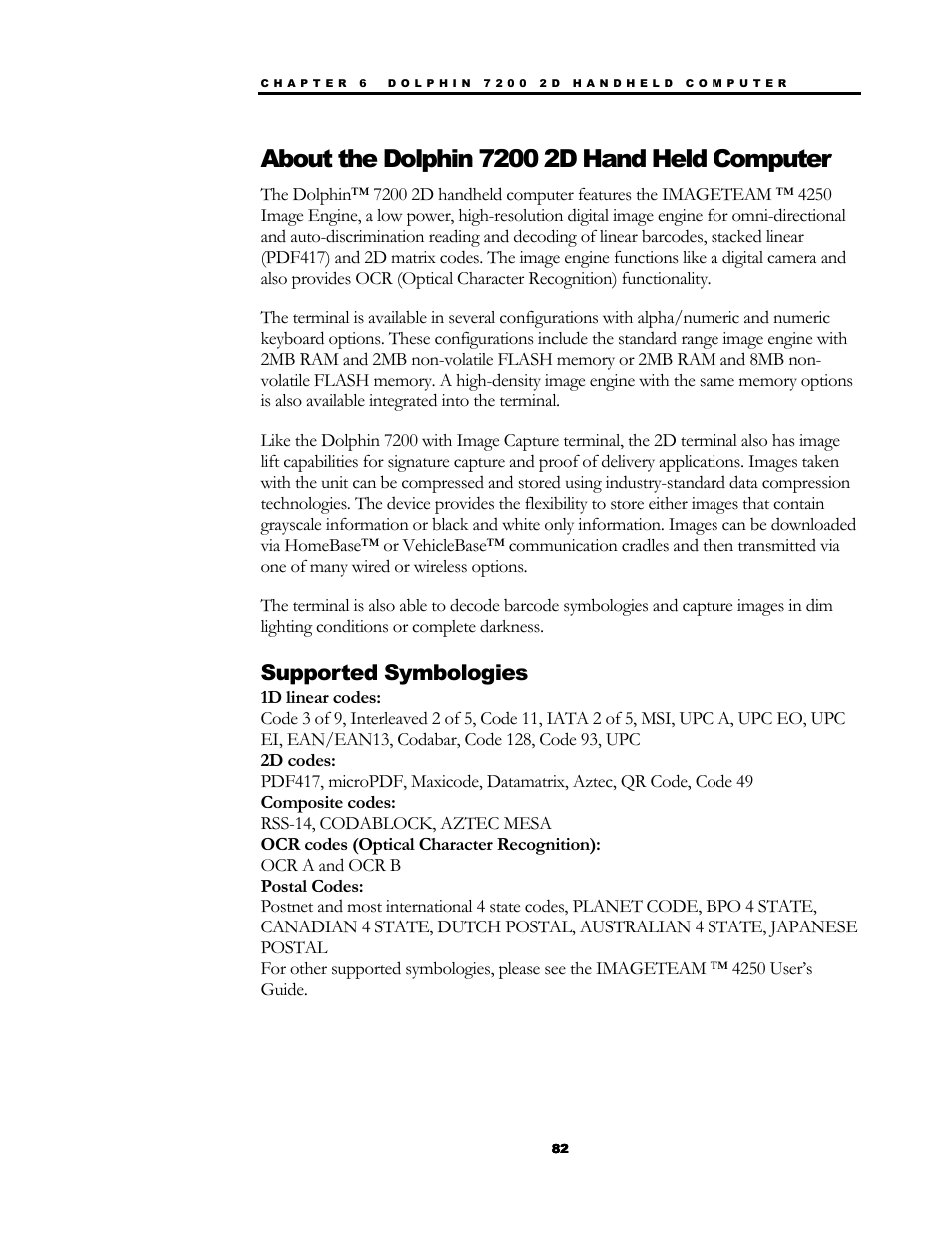 Supported symbologies | Hand Held Products 7200/UG User Manual | Page 82 / 181