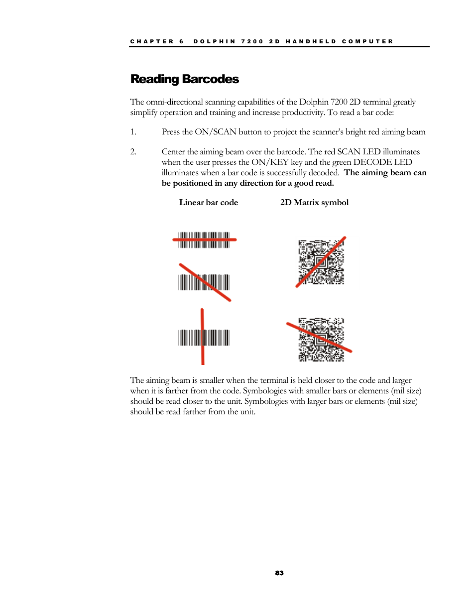 Reading barcodes | Hand Held Products 7200/UG User Manual | Page 83 / 181