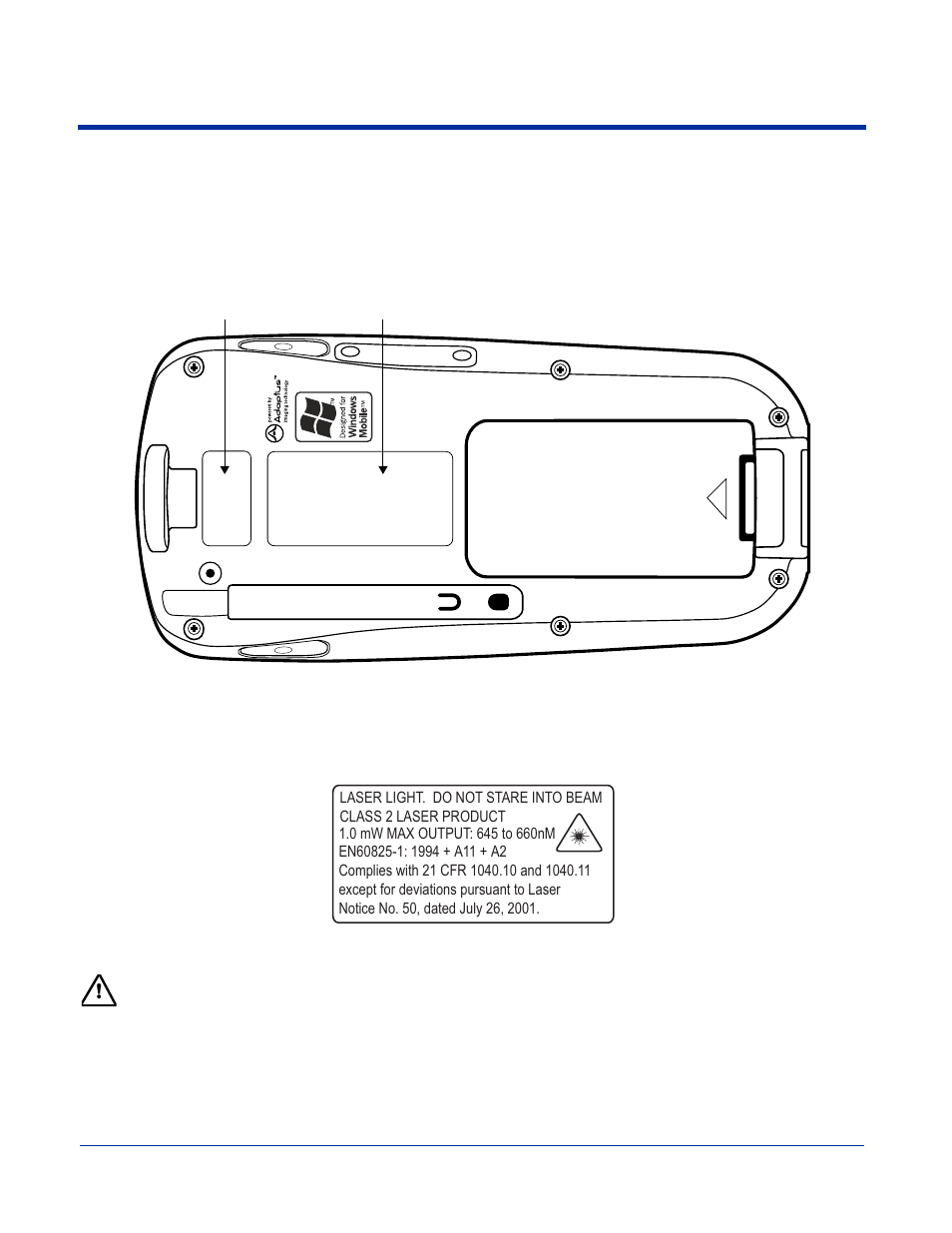 Required safety labels, Location, Laser safety label | Required safety labels -2, Location -2 laser safety label -2 | Hand Held Products 7900 Series User Manual | Page 10 / 240