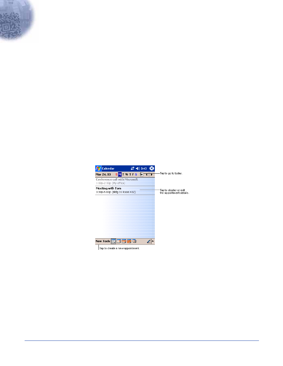 Applications, Calendar, Chapter 11 - applications | Calendar -1, Creating an appointment | Hand Held Products 7900 Series User Manual | Page 181 / 240