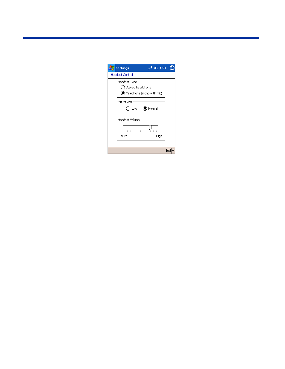 Headset control, Headset control -5, Adjust audio settings for headset use; see | Hand Held Products 7900 Series User Manual | Page 73 / 240